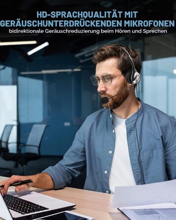 Бездротова гарнітура Wantek з мікрофоном та зарядною станцією, Bluetooth-навушники з USB-адаптером для кол-центру, офісу, Zoom, Skype та Teams (фіолетовий)