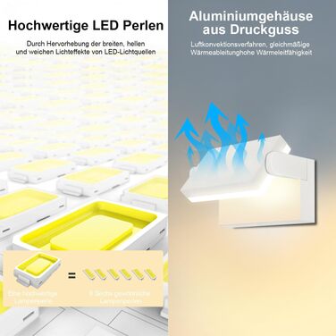 Стіна LED-світильник Kingwen 40W, зовнішній та внутрішній, поворотна панель 360°, водонепроникний IP65, тепле біле світло 3000K, чорний, для гаража та тераси