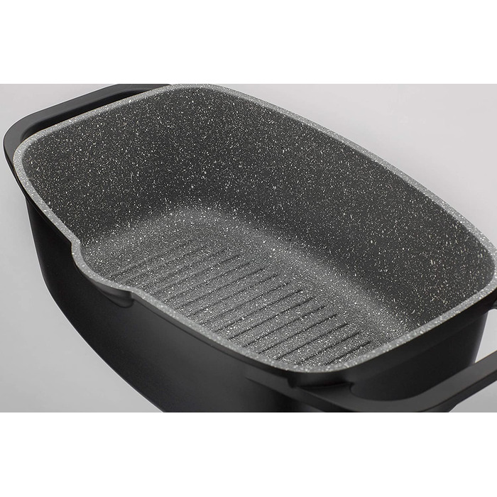 Універсальний гусятниця GSW Gourmet Granit з кришкою, алюмінієвий литий, 6 л, для індукції, духовки, тушкування, запікання, чорний