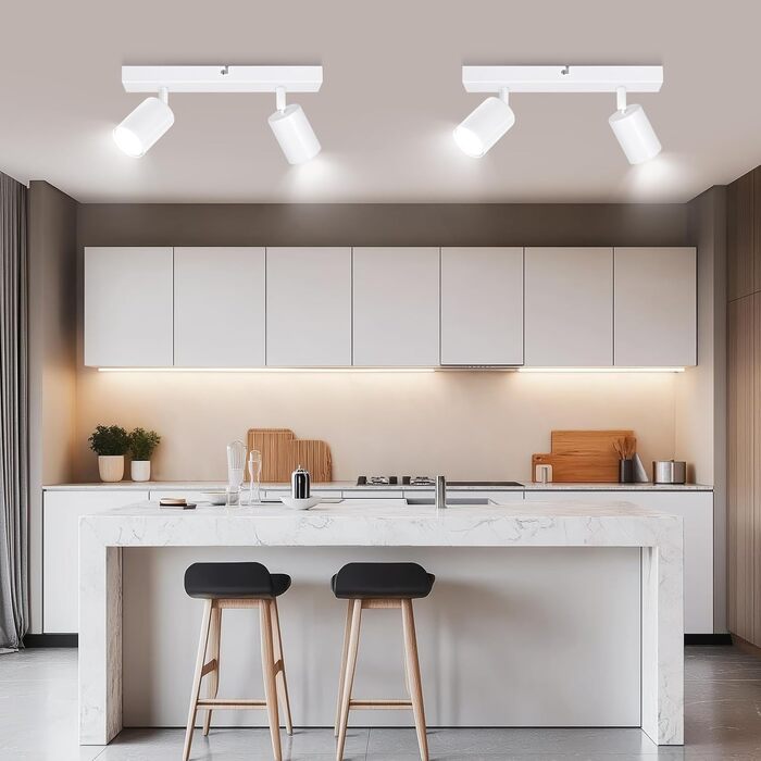 Світильник стельовий Ketom GU10 LED, поворотний спот, білий, на 2 лампи (комплект 4 шт)