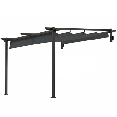 Дах патіо приблизно 3x3 м Дах патіо, Садова альтанка з алюмінію, Настінне кріплення, Садова альтанка з регульованим дахом, Захист від сонця для патіо та саду, Темно-сірий