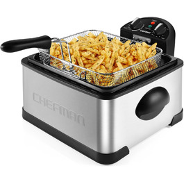 Фритюрниця Chefman 4,3 л з кошиком, XL, регульована температура, таймер, знімний масляний контейнер, нержавіюча сталь, для курки, картоплі фрі, морепродуктів