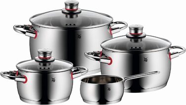 Набір каструль WMF Quality One для індукції, 4 шт, з кришками, нержавіюча сталь, поліровані, з паровідводом, без покриття