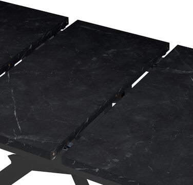 Розсувний обідній стіл LARS B&D Home, 120-160 x 80 см, для 4-6 осіб. Кухонний стіл з дерева, чорний, Industrial modern, Texas-Eiche, 11202-XS-EITE (Marmor-schwarz/Schwarz)