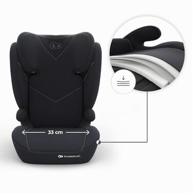 Дитяче автокрісло Kinderkraft I-SPARK 2 PRO (100-150 см), 2в1, стандарт i-Size, чорне