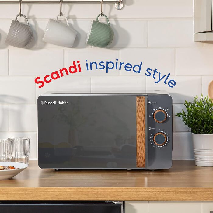 Мікрохвильова піч Russell Hobbs RHMM713G ручна, 17 л, 700 Вт, скандинавський стиль, сіра