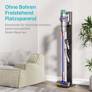 Підставка для акумуляторного пилососа Dyson з 4 гаками та 4 полицями, сумісна з Dyson Gen5, V15, V12, V11, V10, V8, V7, V6 – без свердління, для зберігання пилососа та аксесуарів