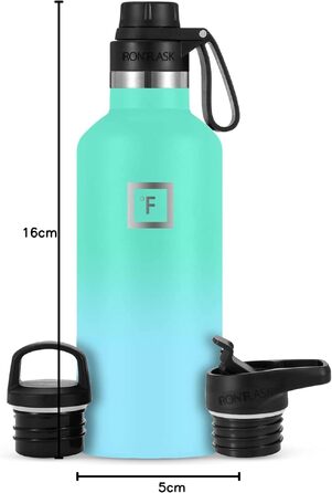 Термос-пляшка IRON °FLASK Edelstahl 950 мл з 3 кришками - Непротікаюча, подвійні стінки, ізольована, BPA-free для спорту, школи, фітнесу, кемпінгу (з носиком, небесно-блакитна)