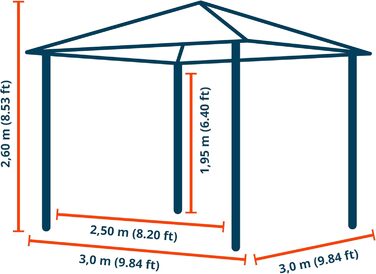 Пергола Gartenpavillon Polycarbonat 3x3 м, бежева, з 4 боковинами та москітними сітками