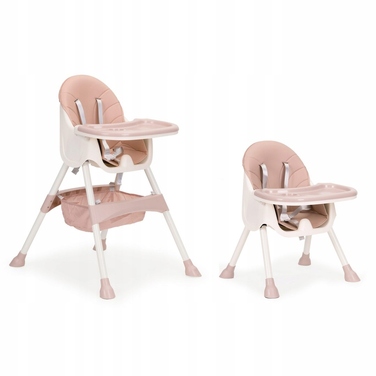 Стілець для годування 2в1 з 5-точковими ременями ECOTOYS, рожевий