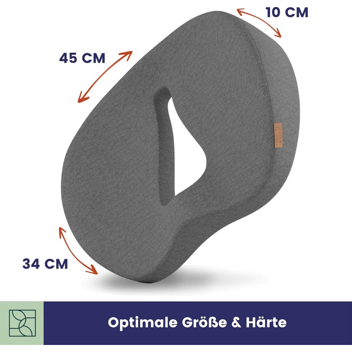 DYNMC Sitzring середньої жорсткості H3, сірий, ергономічний, ортопедична подушка для сидіння, проти геморою, розроблена з фізіотерапевтами, полегшує біль у куприку, підвищує комфорт