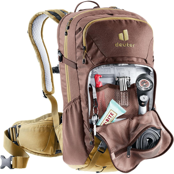 Жіночий велосипедний рюкзак Deuter Attack 18 SL з протектором, колір Raisin-almond, 18 л