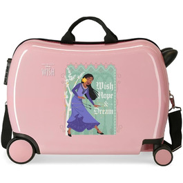 Дитяча валіза Disney Wishes Come True, рожева, ABS, 50x38x20 см, 34 л, 2 колеса, ручна поклажа