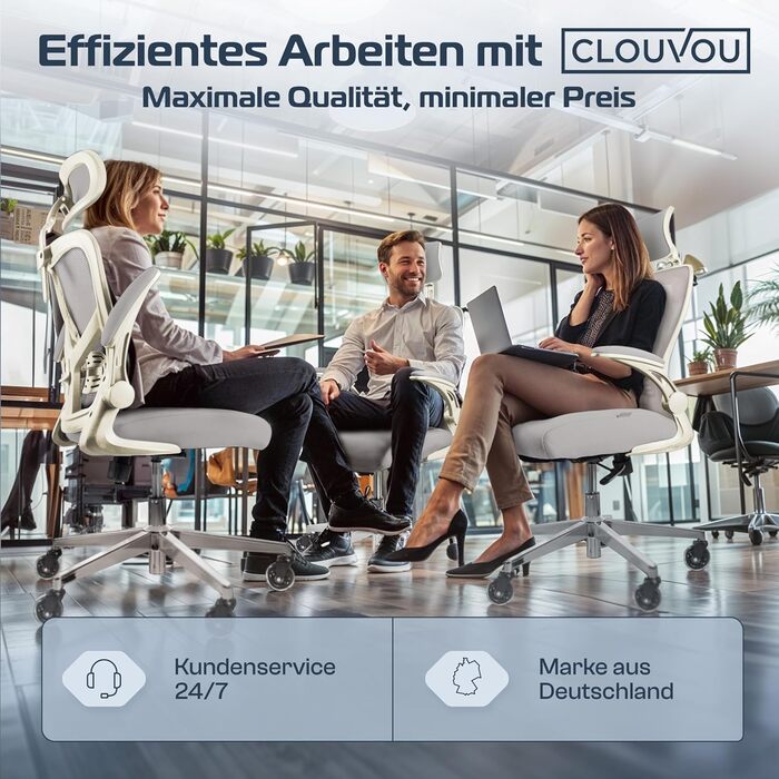 Ергономічне крісло CLOUVOU SmartSeat для офісу та геймінгу, регульоване, комп'ютерне, до 150 кг, тестовий переможець