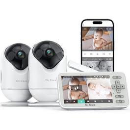 Відеоняня Dr.Care VistaView Lite WLAN з App-керуванням, Full HD 1080P камера, розділений екран 720P, датчик руху та ІК-нічний зір (монітор 4