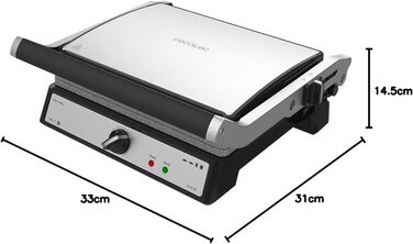 Електрогриль Cecotec Rock'nGrill 1500 Rapid з RockStone-покриттям, регульованою кришкою та знімною підставкою для жиру