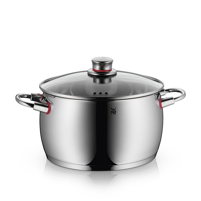 Каструля WMF Quality One 24 см з кришкою зі скла, 6.8 л, для індукції, нержавіюча сталь Cromargan