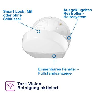 Диспенсер для туалетного паперу Tork Mini Jumbo T2 білий, закритий, лінія Elevation, 555000