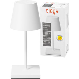 Світлодіодна акумуляторна настільна лампа SIGOR Nuindie 2.0 mini, димірується, для дому та вулиці, IP54, USB-C, 25 см, 12 годин роботи, біла