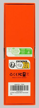 Бездротовий Bluetooth термометр для м'яса ThermoPro TempSpike, 150 м, IP67, для гриля, духовки, коптильні, фритюрниці, безпечний для посудомийки, помаранчевий