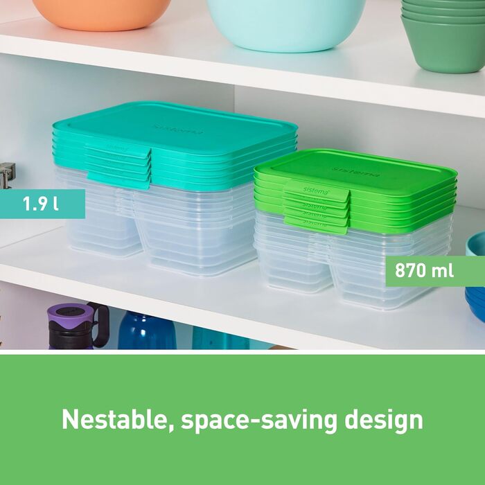 Набір контейнерів для їжі Nest IT Meal Prep | 5 шт, 1.9 л, 3 відділення, зелені