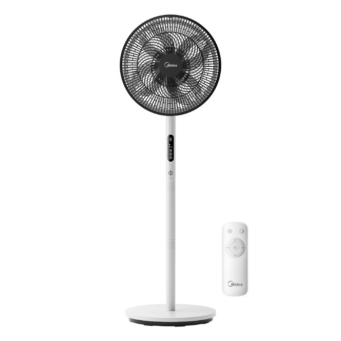 Вентилятор підлоговий Midea FS40-23MR з пультом, 3 швидкості, телескопічна штанга, поворот 90°, білий - тихий циркулятор