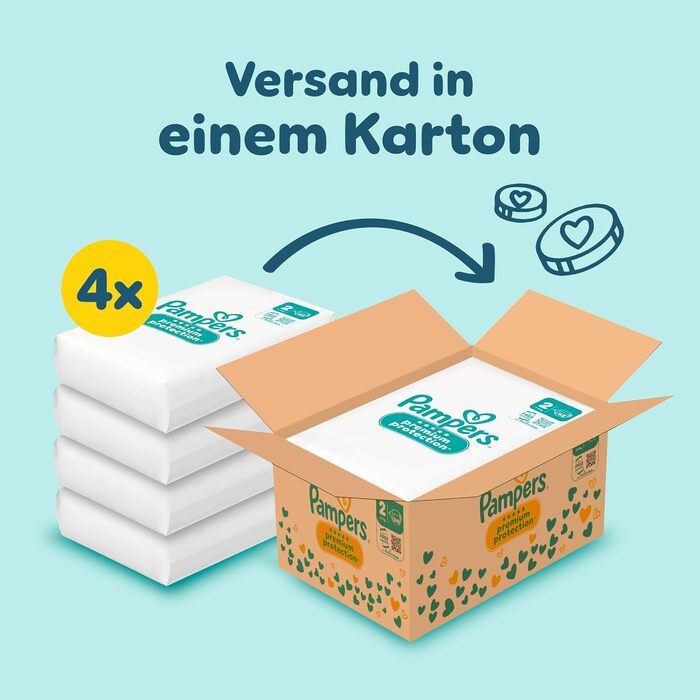 Підгузки Pampers Premium Protection розмір 2 (4-8 кг), велика упаковка 248 шт, на липучках