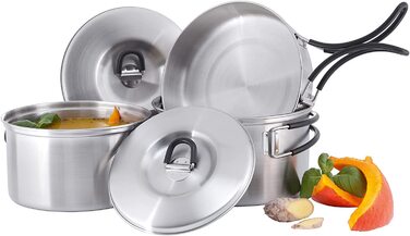 Набір посуду Tatonka Cookset Regular 16 x 9 см з нержавіючої сталі для туризму та кемпінгу