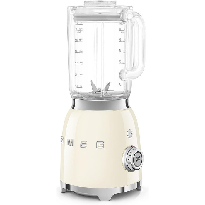 Міксер стаціонарний Smeg BLF03CREU 1.5 л кремового кольору, 800 Вт, 4 швидкості, автоматичні програми
