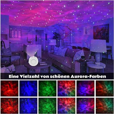 Розумний LED-проектор зоряного неба MILFECH: RGB-лампа 3D Галактика з керуванням через WLAN, Alexa та Google Assistant, таймером та регулюванням яскравості, нічник для дітей та свят
