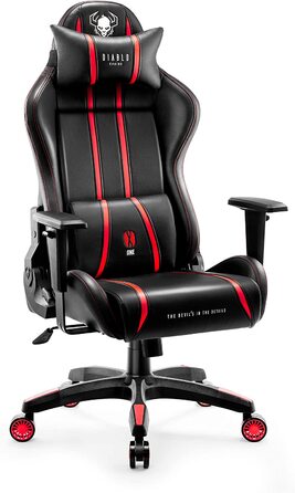 Ігрове крісло Diablo X-One 2.0 King XL, ергономічне, з регульованими підлокітниками, подушками для шиї та попереку, червоне