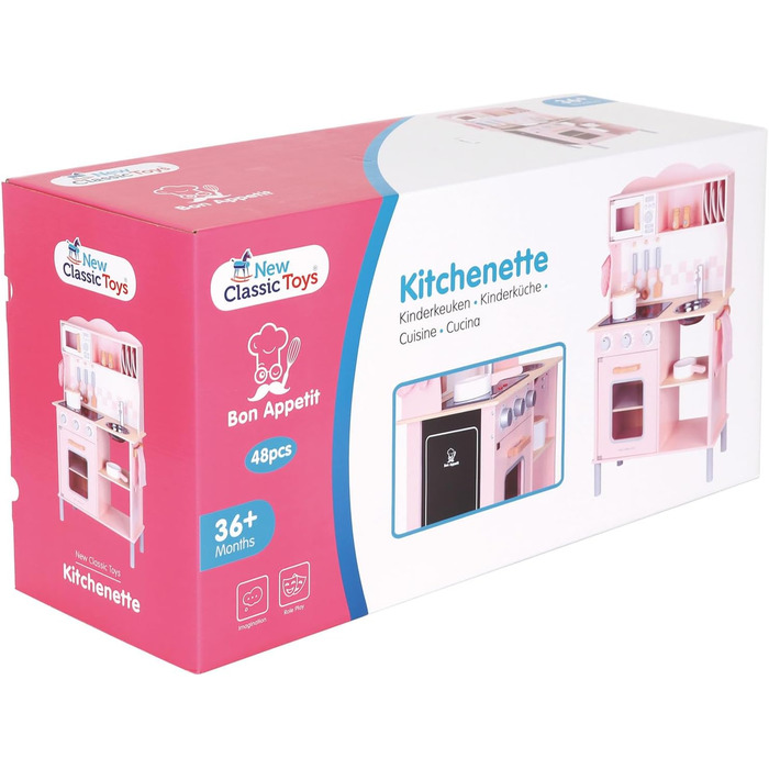 Дитяча кухня New Classic Toys 11067, сучасна, з електроплитою та звуком, для дітей від 3 років, рожева