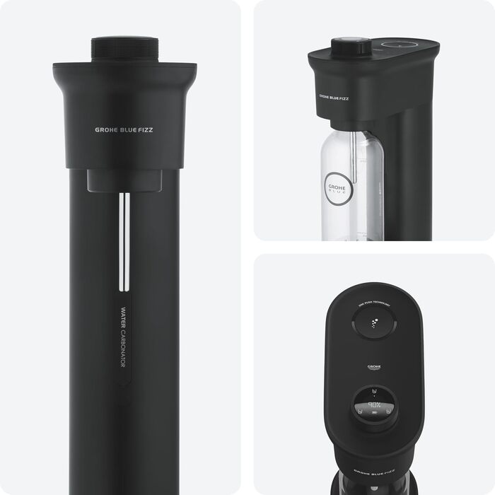 Сифон для газування води GROHE Blue Fizz Starter Set, чорний (3 рівні газування, пляшка 0.85л, CO2-дисплей), 31943K00