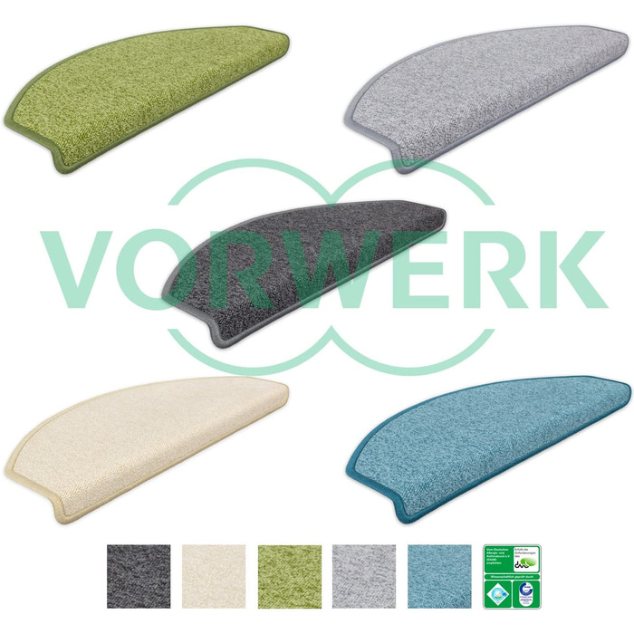 Комплект килимків на сходи Metzker напівкруглі Vorwerk Durango, темно-сірі, 26 шт.