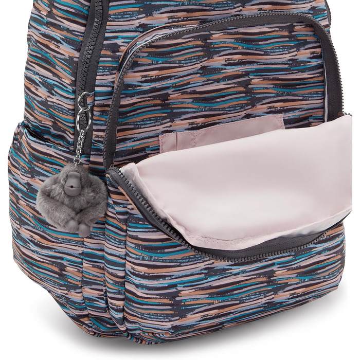 Великий рюкзак Kipling SEOUL синього кольору з принтом Mineral Stripes
