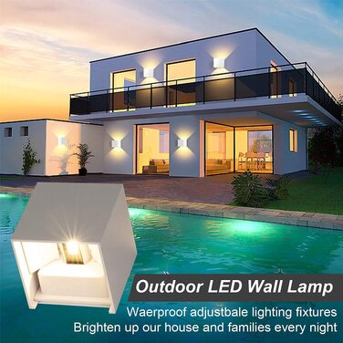 Набір LED настінних світильників ledmo (8 шт), 12W, теплий білий світло 2700-3000K, регульований напрямок світла (вгору/вниз), чорний матовий, IP65 вологозахищені для дому та вулиці