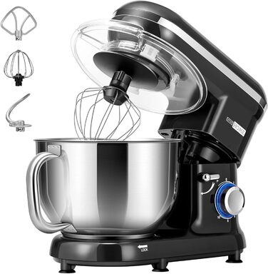 Кухонна машина VIVOHOME 5.7L, 660W з 10 швидкостями, міксер для тіста, чорна