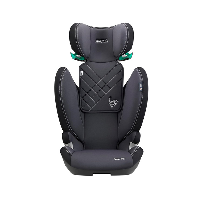 Дитяче автокрісло AVOVA Sora-Fix сіре та чорне, 100-150 см, 4-12 років, із Isofix, бустер