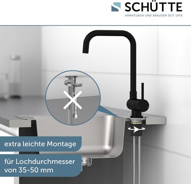 Змішувач кухонний SCHÜTTE 24550 WINDOW для мийки під вікно, поворотний на 360°, одноричажний, чорний хром