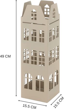 Підставка для парасольок Baroni Home, металева, сучасний дизайн, квадратна кришка, 2 гачки, 4 ніжки, знімний резервуар для води, 15,5x15x49 см, кольору тауп
