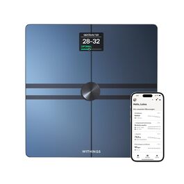 WITHINGS Body Comp – розумні ваги з Wi-Fi та Bluetooth, повний аналіз складу тіла: жир, м'язова маса, кісткова щільність, вісцеральний жир, цифрові підлогові ваги, чорні