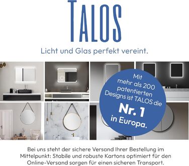 Дзеркало для ванної кімнати Talos Light LED 80x60 см з підсвічуванням, нейтральним білим світлом та алюмінієвою рамою