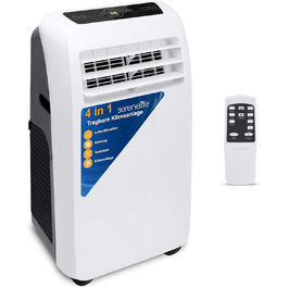Мобільний кондиціонер SereneLife 9000 BTU 4-в-1: охолодження, обігрів, вентилятор і осушувач повітря, з пультом ДУ, для кімнат до 20 м², білий, комплект для віконного монтажу