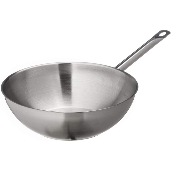Професійний вок METRO 30 см з нержавіючої сталі для індукції та духовки, сатинований, круглий, сріблястий, для ресторану