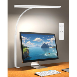 iFalarila Настільна лампа 10W з LED, диммер, USB-порт, 3 колірні температури, 10 рівнів яскравості, гнучкий 70см шийний світильник з пультом ДУ