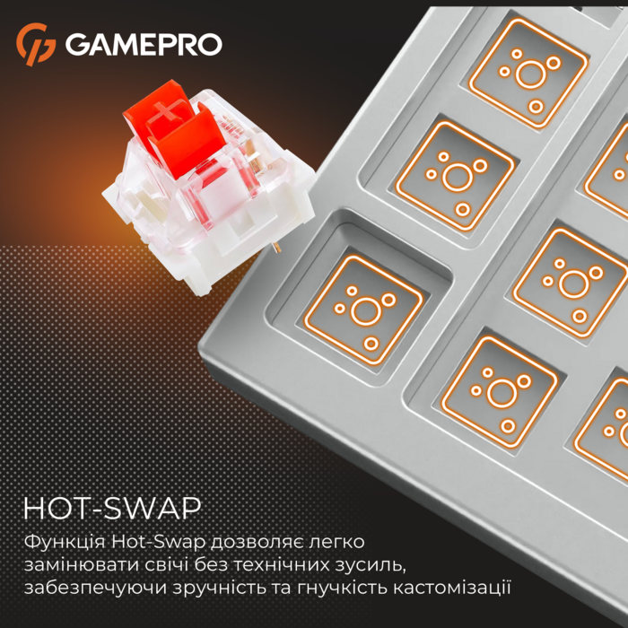 Дротова механічна клавіатура GamePro Genesis Metallic (MK144G) 100% Red switches