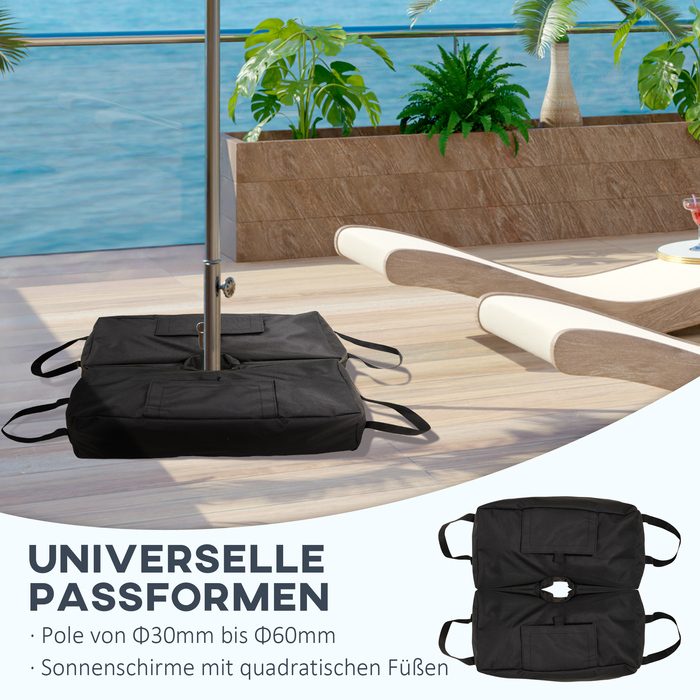 Підставка для парасольки Outsunny Parasol Market Sandbag Market, 2 мішки з наповнювачем 50 кг, з лопатою, чорна