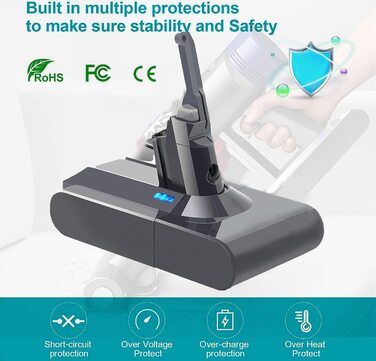 Акумулятор 21.6V 4600mAh для Dyson V8 SV10, Li-Ion батарея для пилососа Absolute/Animal/Fluffy/Motorhead