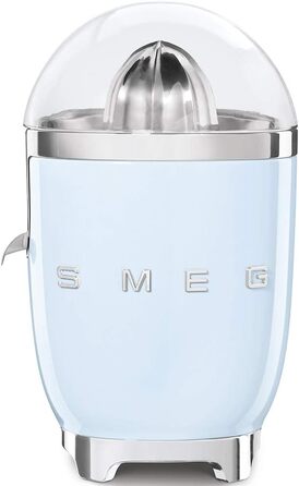 Соковижималка для цитрусових SMEG CJF11PBEU, електрична, 70 Вт, нержавіюча сталь, антикрапельний носик, універсальний конус, пастельно-блакитна