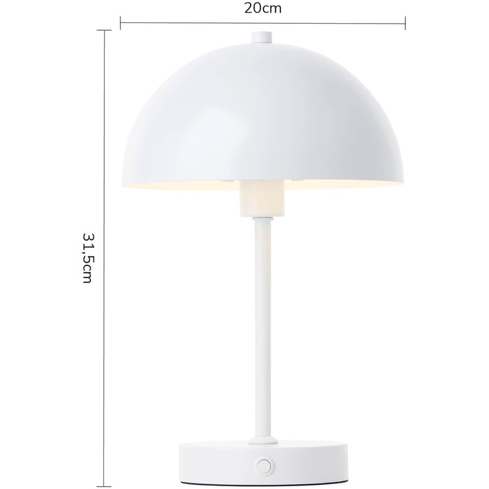 mokebo LED настільна лампа бездротова, акумуляторна, димована, USB-C, вінтажна квіткова лампа-гриб, нічник з білого металу з батареєю, тепле біле світло